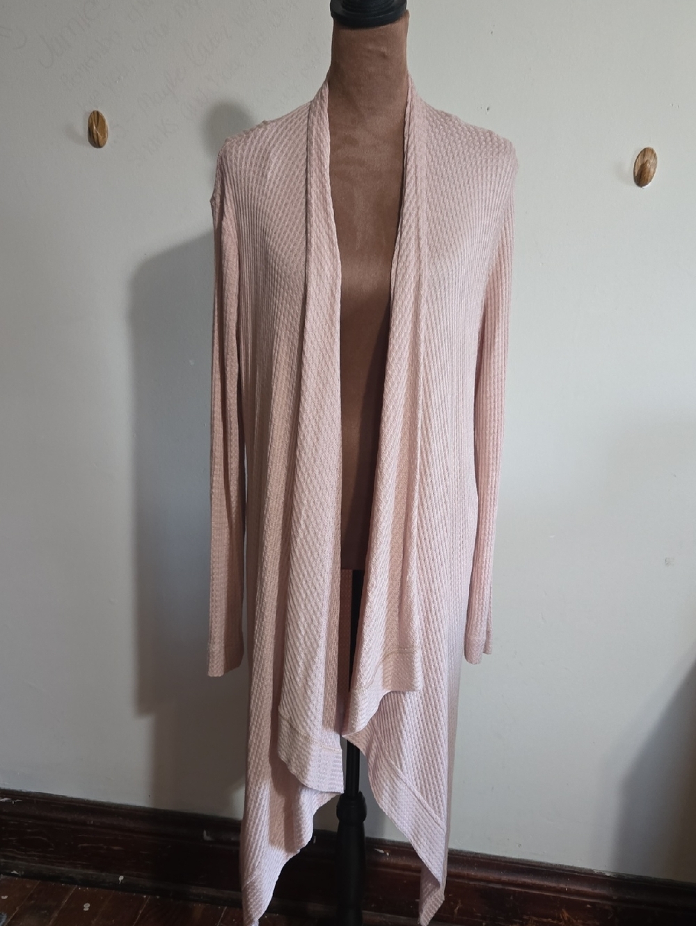 NWT Bluheaven Waffle Knit Open Front Cardigan Waterfall Pockets Relaxed Flowy